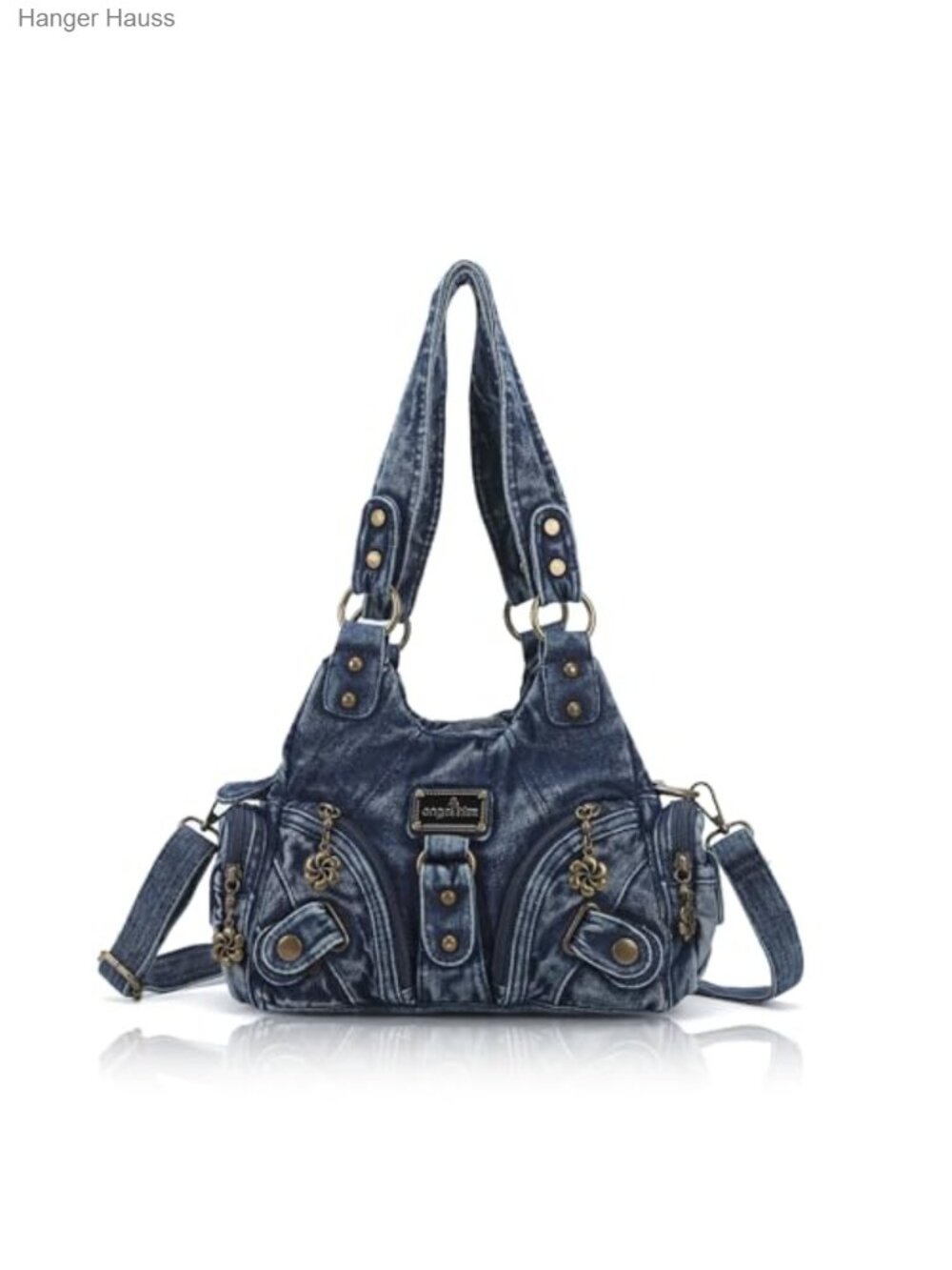 Small Hobo Shoulder Bag Vegan Leather Multi-Pocket Tote with Zipper